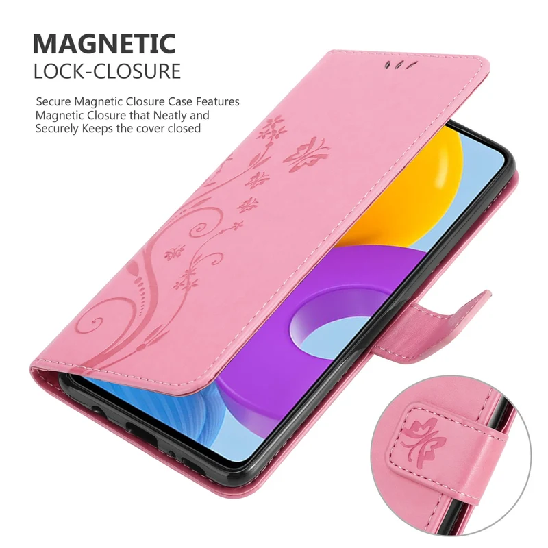 Cadorabo Hülle kompatibel mit Samsung Galaxy M52 5G Schutzhülle im Blumen Design mit Magnetverschluss, Standfunktion und Kartenfächern