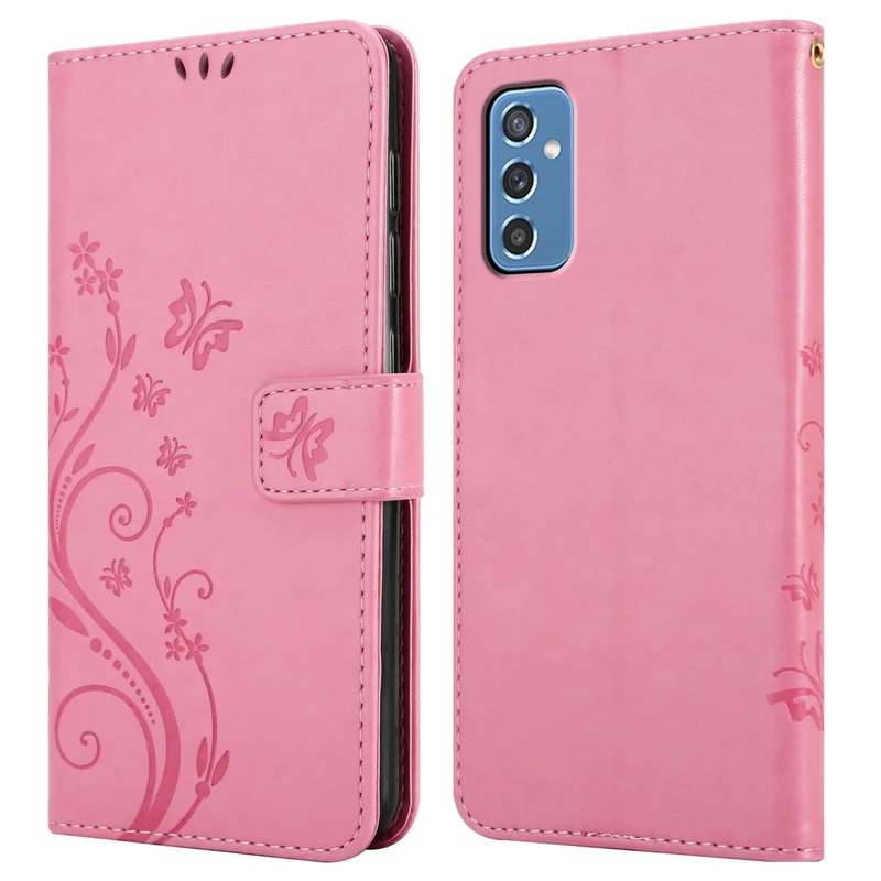Cadorabo Hülle kompatibel mit Samsung Galaxy M52 5G Schutzhülle im Blumen Design mit Magnetverschluss, Standfunktion und Kartenfächern