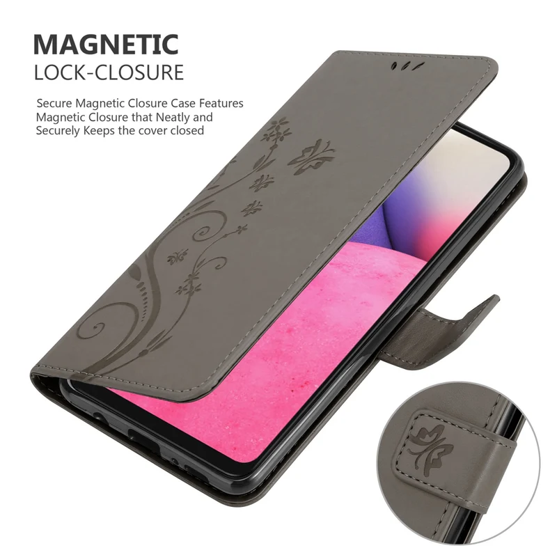 Cadorabo Hülle kompatibel mit Samsung Galaxy A33 5G Schutzhülle im Blumen Design mit Magnetverschluss, Standfunktion und Kartenfächern