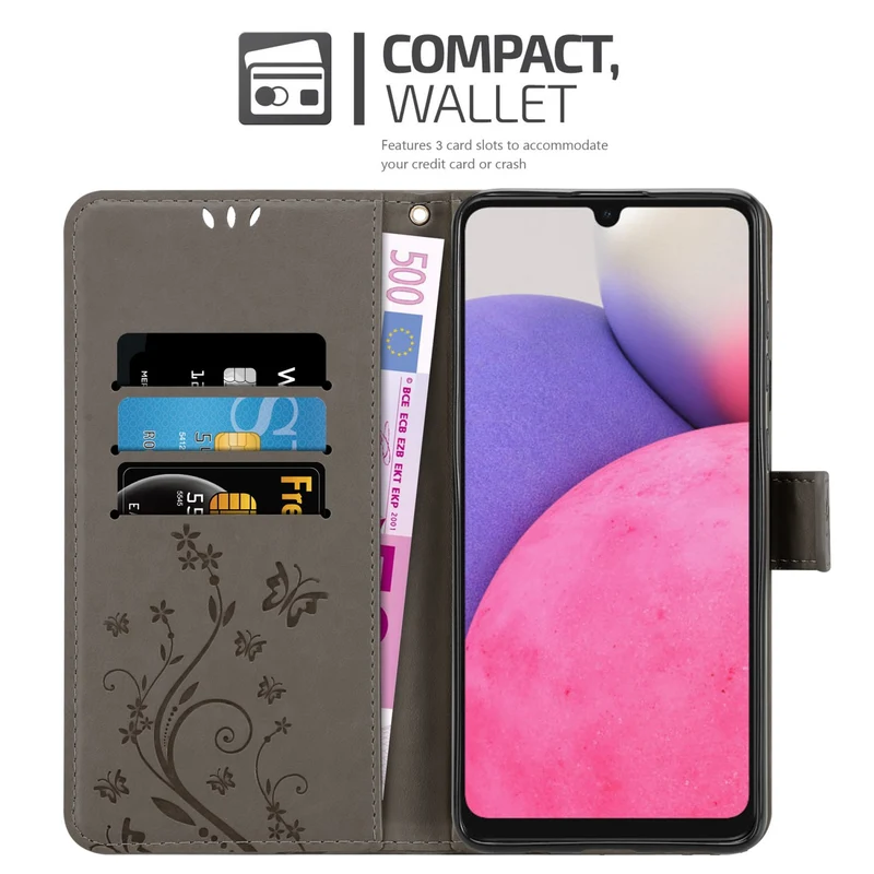 Cadorabo Hülle kompatibel mit Samsung Galaxy A33 5G Schutzhülle im Blumen Design mit Magnetverschluss, Standfunktion und Kartenfächern
