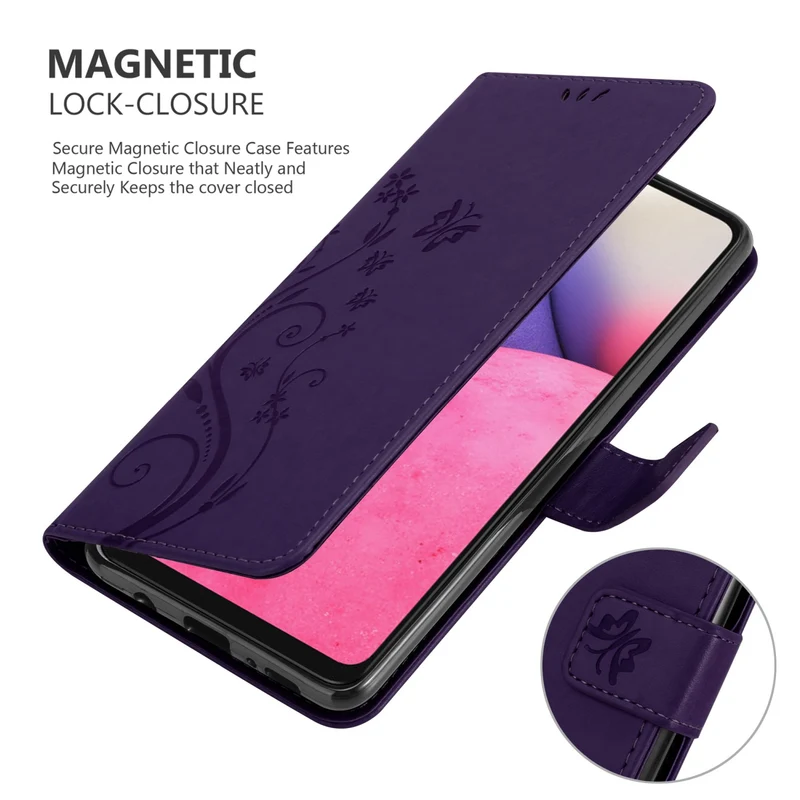 Cadorabo Hülle kompatibel mit Samsung Galaxy A33 5G Schutzhülle im Blumen Design mit Magnetverschluss, Standfunktion und Kartenfächern