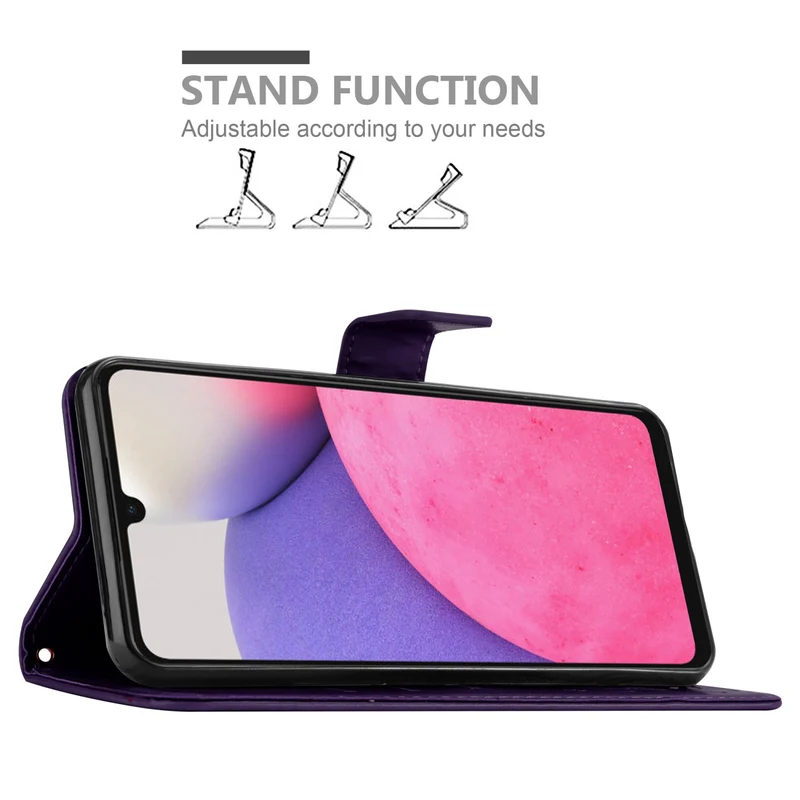 Cadorabo Hülle kompatibel mit Samsung Galaxy A33 5G Schutzhülle im Blumen Design mit Magnetverschluss, Standfunktion und Kartenfächern