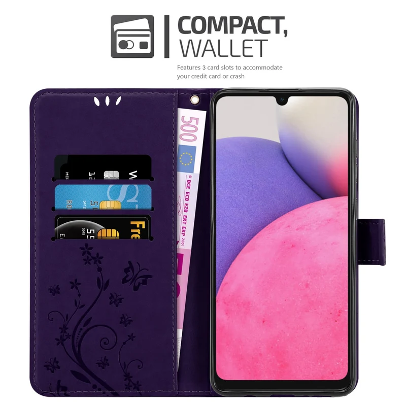 Cadorabo Hülle kompatibel mit Samsung Galaxy A33 5G Schutzhülle im Blumen Design mit Magnetverschluss, Standfunktion und Kartenfächern