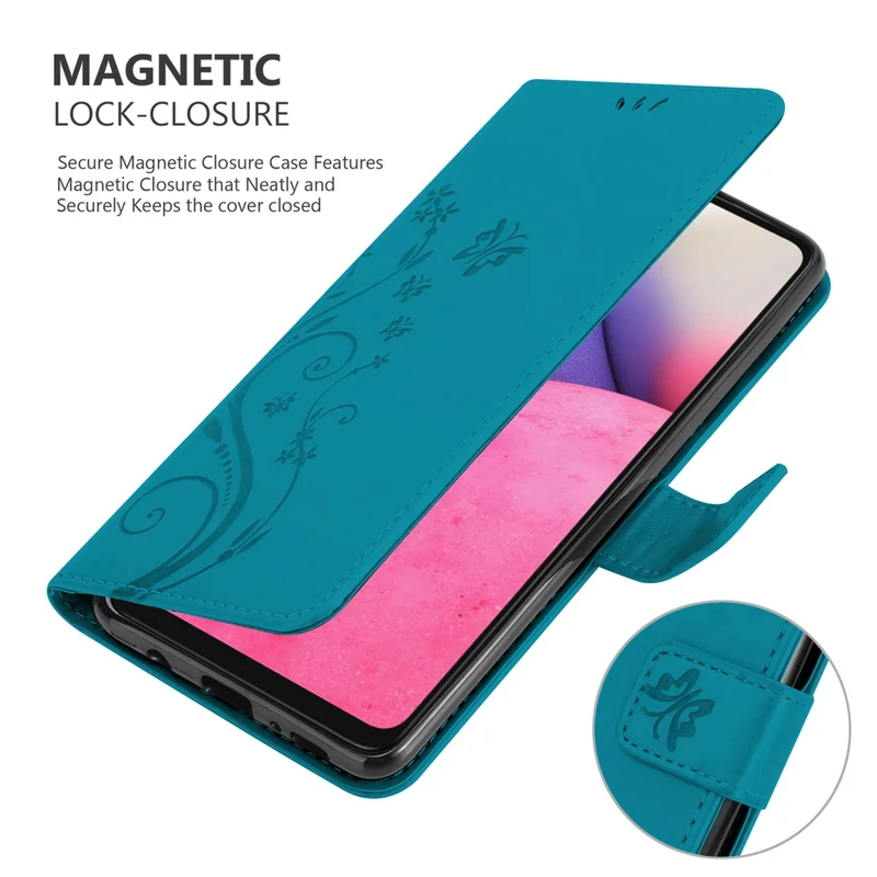 Cadorabo Hülle kompatibel mit Samsung Galaxy A33 5G Schutzhülle im Blumen Design mit Magnetverschluss, Standfunktion und Kartenfächern