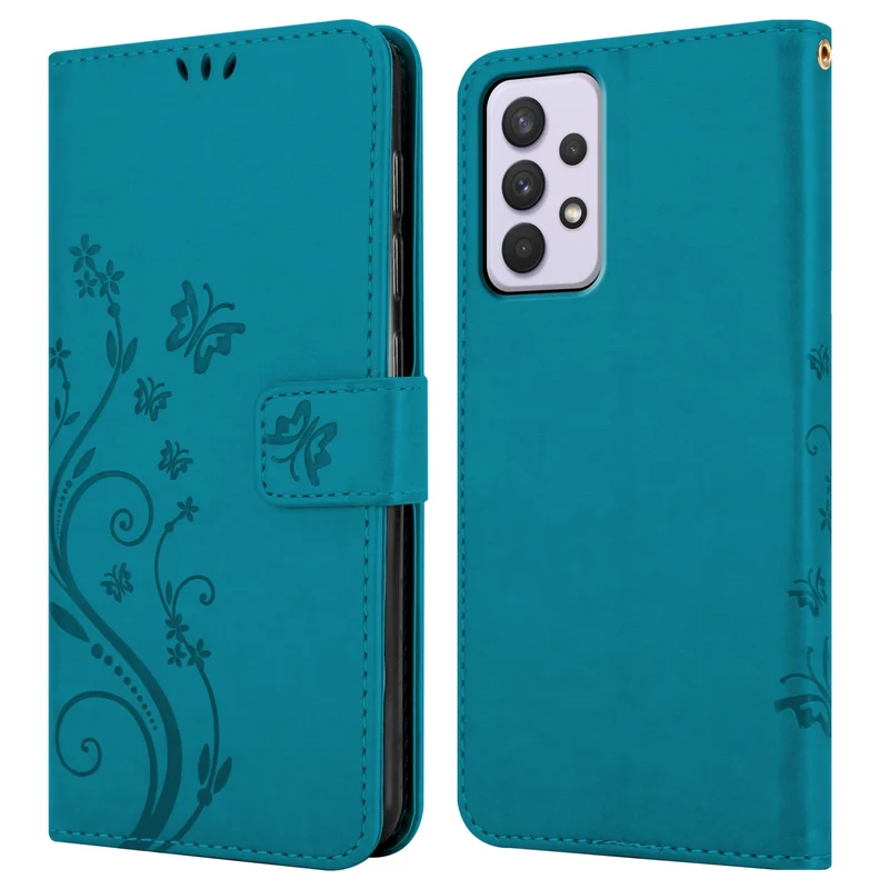 Cadorabo Hülle kompatibel mit Samsung Galaxy A33 5G Schutzhülle im Blumen Design mit Magnetverschluss, Standfunktion und Kartenfächern