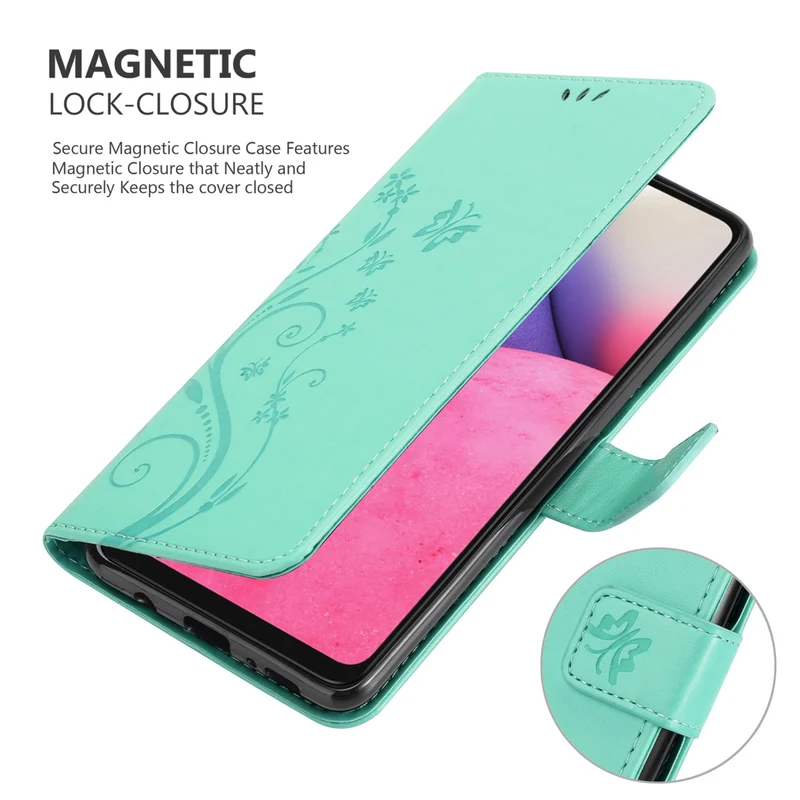 Cadorabo Hülle kompatibel mit Samsung Galaxy A33 5G Schutzhülle im Blumen Design mit Magnetverschluss, Standfunktion und Kartenfächern