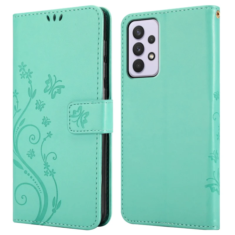 Cadorabo Hülle kompatibel mit Samsung Galaxy A33 5G Schutzhülle im Blumen Design mit Magnetverschluss, Standfunktion und Kartenfächern