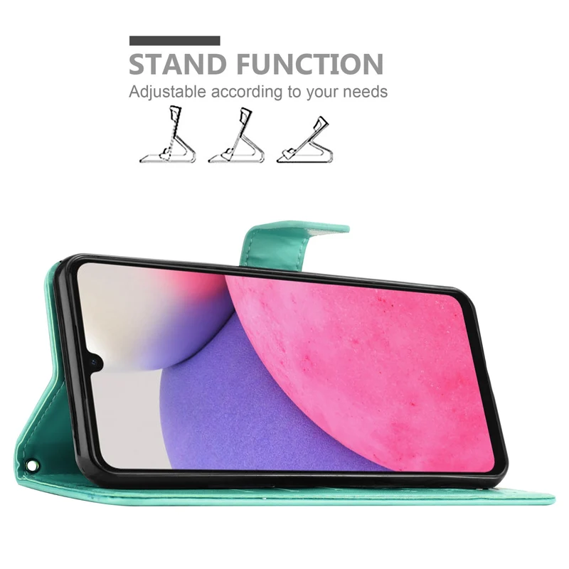 Cadorabo Hülle kompatibel mit Samsung Galaxy A33 5G Schutzhülle im Blumen Design mit Magnetverschluss, Standfunktion und Kartenfächern