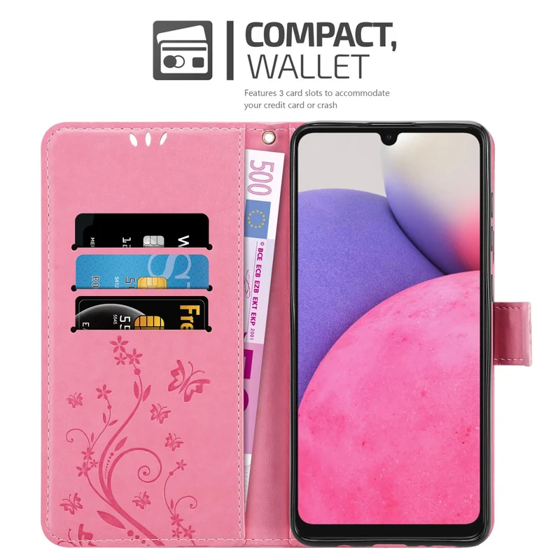 Cadorabo Hülle kompatibel mit Samsung Galaxy A33 5G Schutzhülle im Blumen Design mit Magnetverschluss, Standfunktion und Kartenfächern