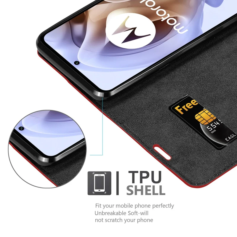 Cadorabo Hülle kompatibel mit Motorola MOTO G31 / G41 Schutzhülle mit Magnetverschluss, Standfunktion und Kartenfach