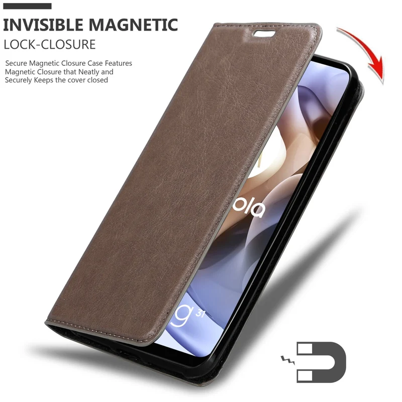 Cadorabo Hülle kompatibel mit Motorola MOTO G31 / G41 Schutzhülle mit Magnetverschluss, Standfunktion und Kartenfach