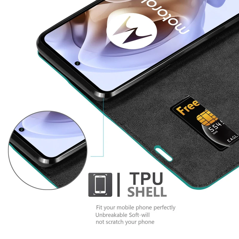 Cadorabo Hülle kompatibel mit Motorola MOTO G31 / G41 Schutzhülle mit Magnetverschluss, Standfunktion und Kartenfach
