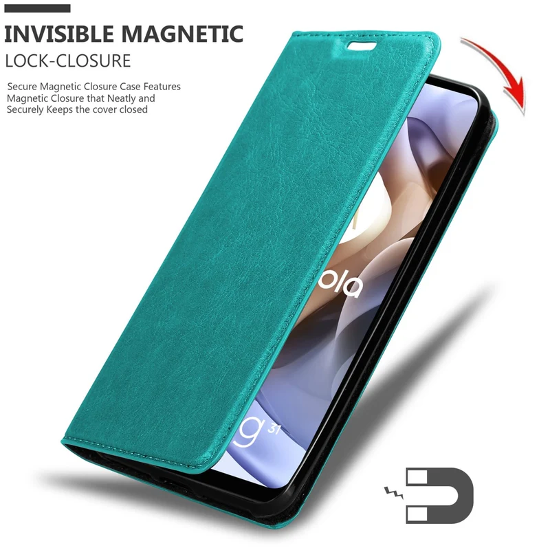 Cadorabo Hülle kompatibel mit Motorola MOTO G31 / G41 Schutzhülle mit Magnetverschluss, Standfunktion und Kartenfach