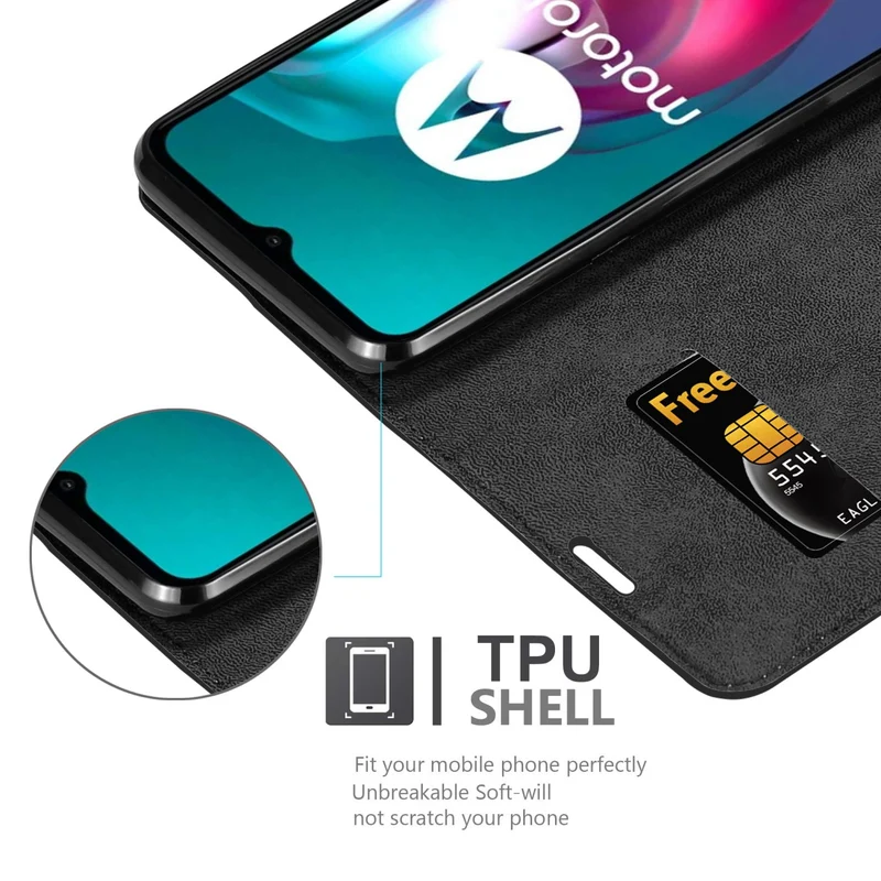 Cadorabo Hülle kompatibel mit Motorola MOTO G10 / G30 Schutzhülle mit Magnetverschluss, Standfunktion und Kartenfach
