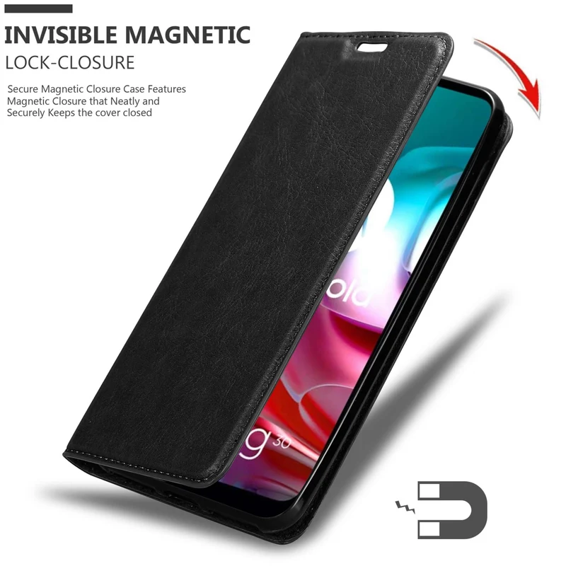Cadorabo Hülle kompatibel mit Motorola MOTO G10 / G30 Schutzhülle mit Magnetverschluss, Standfunktion und Kartenfach