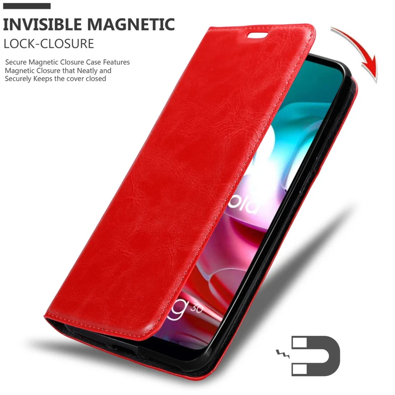 Cadorabo Hülle kompatibel mit Motorola MOTO G10 / G30 Schutzhülle mit Magnetverschluss, Standfunktion und Kartenfach