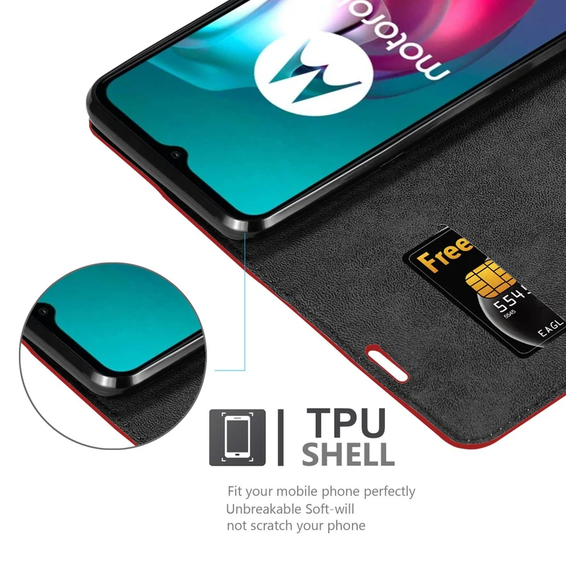 Cadorabo Hülle kompatibel mit Motorola MOTO G10 / G30 Schutzhülle mit Magnetverschluss, Standfunktion und Kartenfach