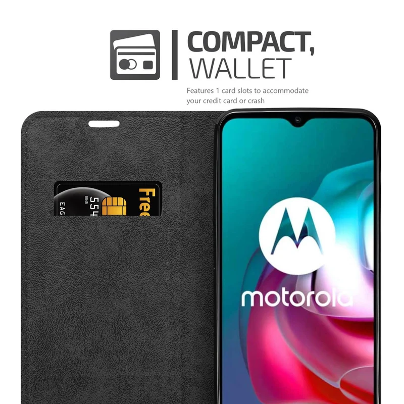 Cadorabo Hülle kompatibel mit Motorola MOTO G10 / G30 Schutzhülle mit Magnetverschluss, Standfunktion und Kartenfach