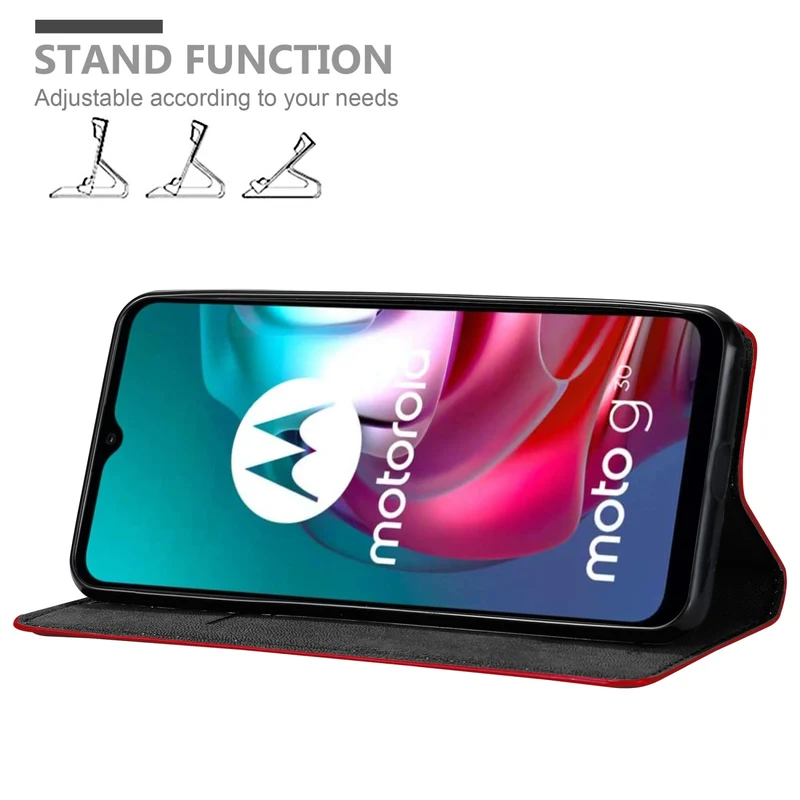 Cadorabo Hülle kompatibel mit Motorola MOTO G10 / G30 Schutzhülle mit Magnetverschluss, Standfunktion und Kartenfach