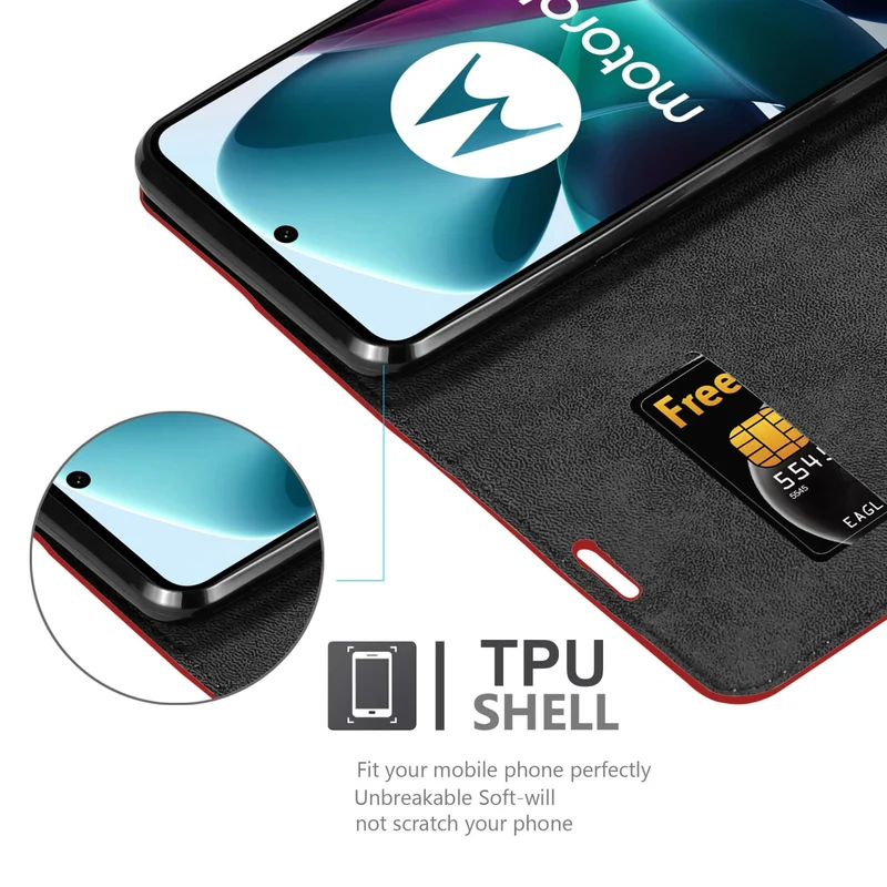 Cadorabo Hülle kompatibel mit Motorola MOTO G200 5G Schutzhülle mit Magnetverschluss, Standfunktion und Kartenfach