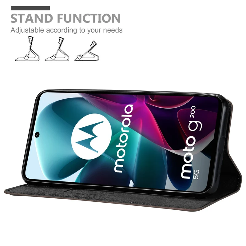 Cadorabo Hülle kompatibel mit Motorola MOTO G200 5G Schutzhülle mit Magnetverschluss, Standfunktion und Kartenfach