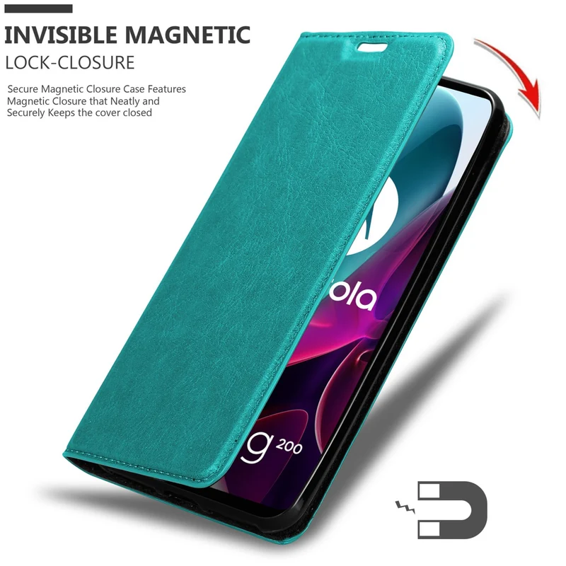 Cadorabo Hülle kompatibel mit Motorola MOTO G200 5G Schutzhülle mit Magnetverschluss, Standfunktion und Kartenfach