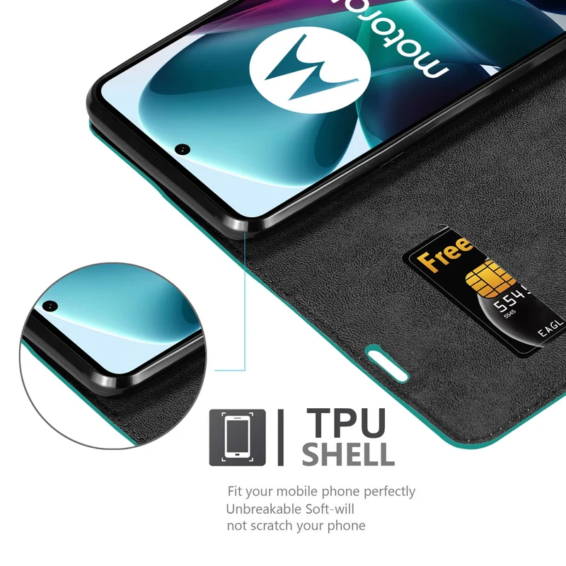 Cadorabo Hülle kompatibel mit Motorola MOTO G200 5G Schutzhülle mit Magnetverschluss, Standfunktion und Kartenfach