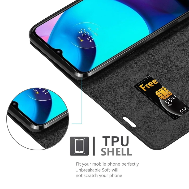 Cadorabo Hülle kompatibel mit Motorola MOTO E20 / E30 / E40 Schutzhülle mit Magnetverschluss, Standfunktion und Kartenfach