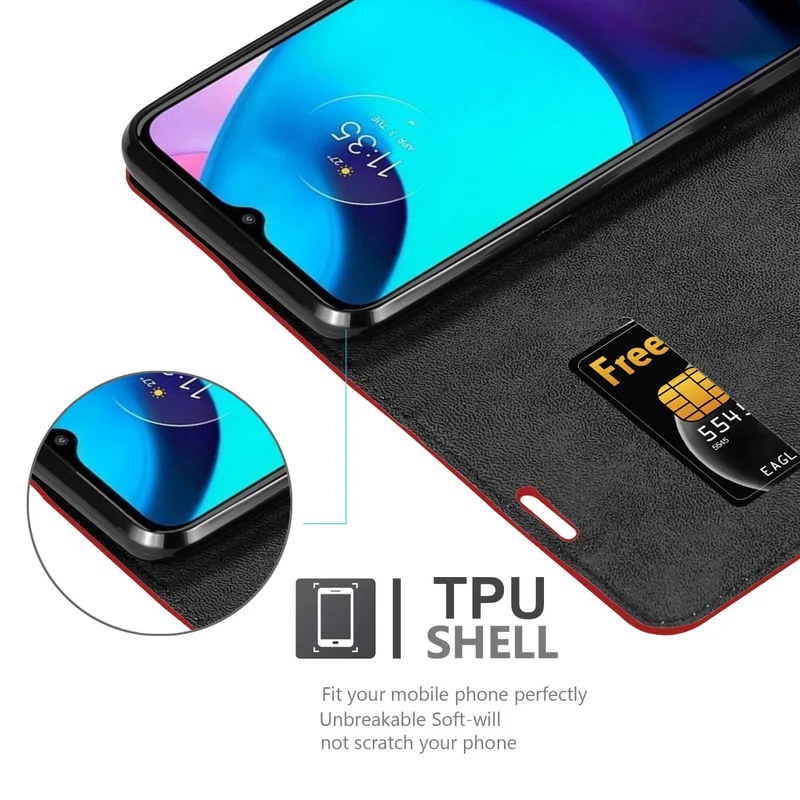 Cadorabo Hülle kompatibel mit Motorola MOTO E20 / E30 / E40 Schutzhülle mit Magnetverschluss, Standfunktion und Kartenfach