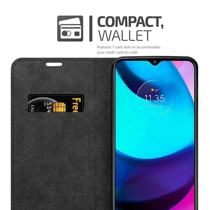 Cadorabo Hülle kompatibel mit Motorola MOTO E20 / E30 / E40 Schutzhülle mit Magnetverschluss, Standfunktion und Kartenfach