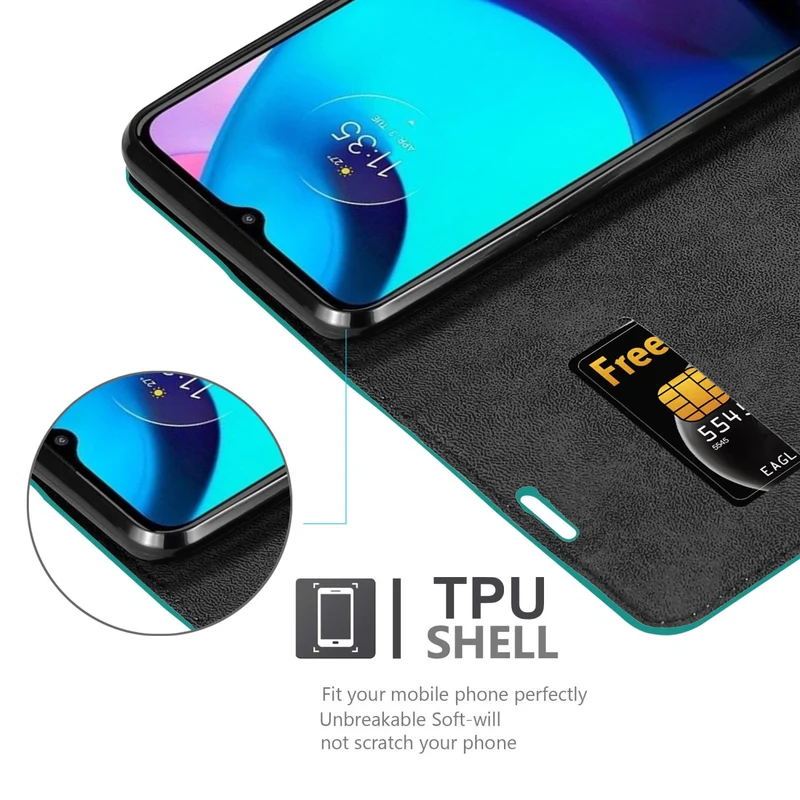 Cadorabo Hülle kompatibel mit Motorola MOTO E20 / E30 / E40 Schutzhülle mit Magnetverschluss, Standfunktion und Kartenfach