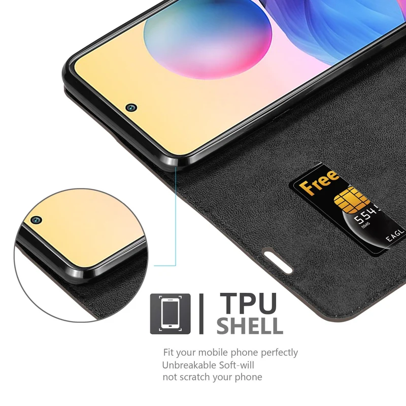 Cadorabo Hülle kompatibel mit Xiaomi RedMi NOTE 10 5G / POCO M3 PRO 5G Schutzhülle mit Magnetverschluss, Standfunktion und Kartenfach