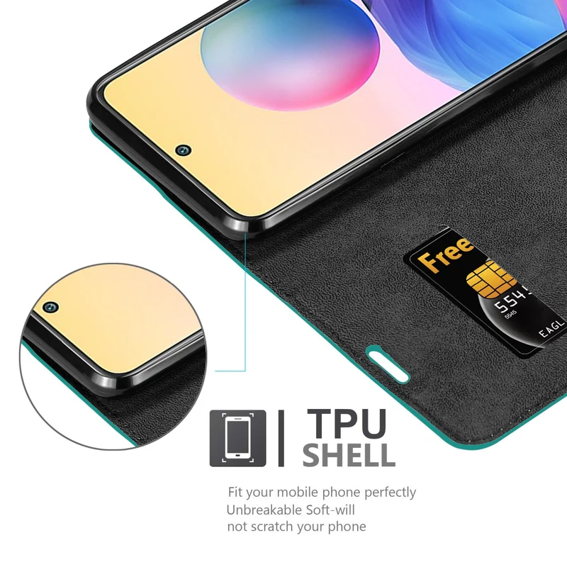 Cadorabo Hülle kompatibel mit Xiaomi RedMi NOTE 10 5G / POCO M3 PRO 5G Schutzhülle mit Magnetverschluss, Standfunktion und Kartenfach