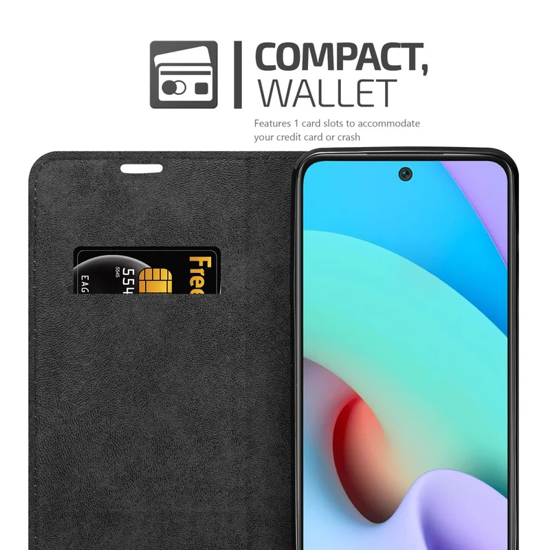 Cadorabo Hülle kompatibel mit Xiaomi RedMi 10 Schutzhülle mit Magnetverschluss, Standfunktion und Kartenfach