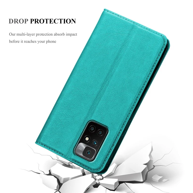 Cadorabo Hülle kompatibel mit Xiaomi RedMi 10 Schutzhülle mit Magnetverschluss, Standfunktion und Kartenfach