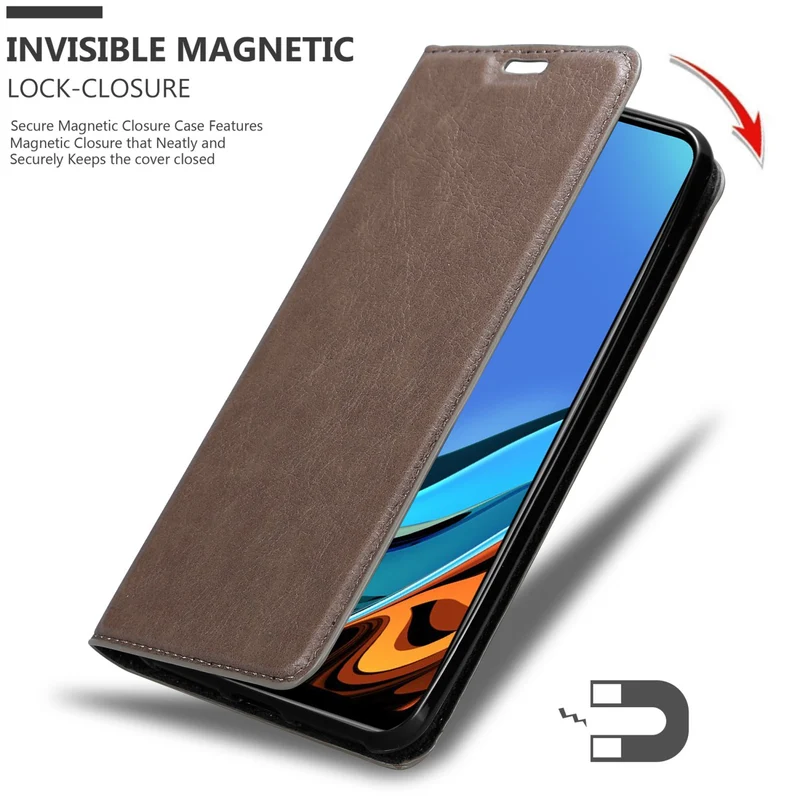 Cadorabo Hülle kompatibel mit Xiaomi RedMi 9T / POCO M3 Schutzhülle mit Magnetverschluss, Standfunktion und Kartenfach