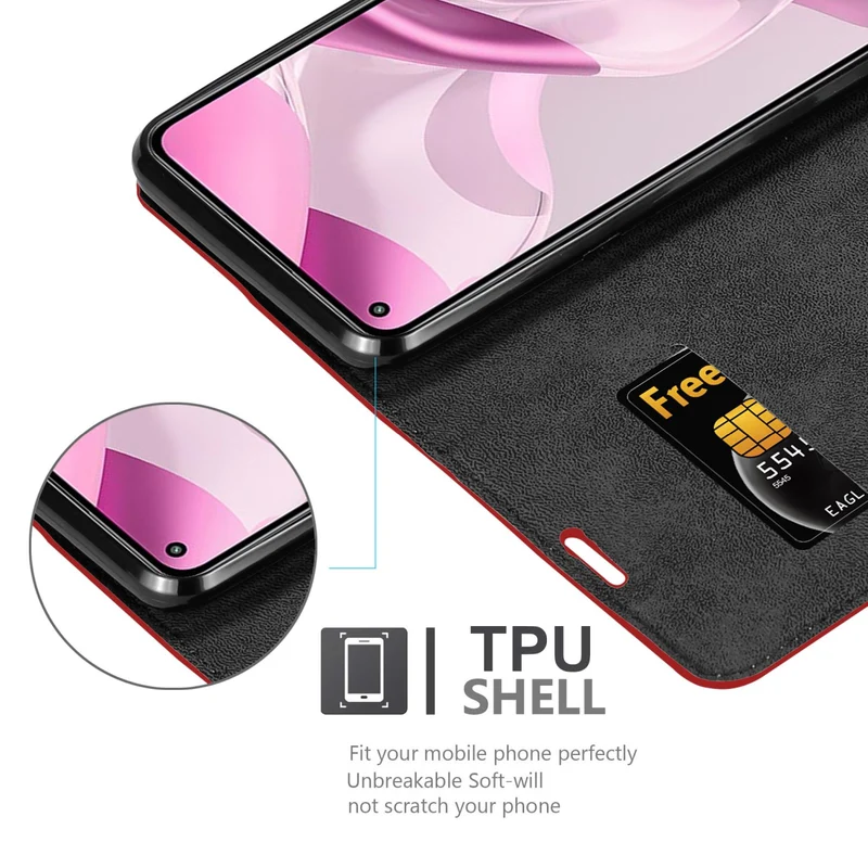 Cadorabo Hülle kompatibel mit Xiaomi Mi 11 LITE (4G / 5G) / 11 LITE NE Schutzhülle mit Magnetverschluss, Standfunktion und Kartenfach