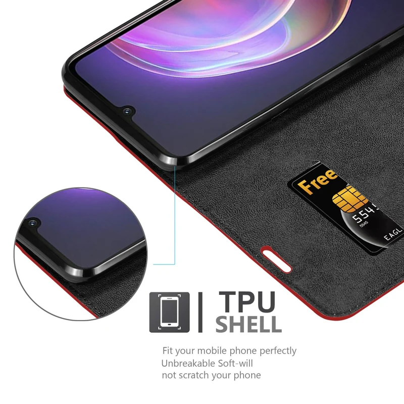Cadorabo Hülle kompatibel mit Vivo V21 4G / 5G Schutzhülle mit Magnetverschluss, Standfunktion und Kartenfach