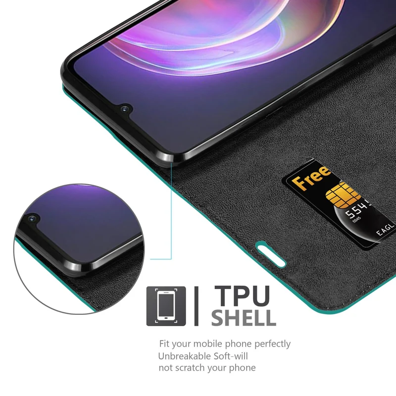 Cadorabo Hülle kompatibel mit Vivo V21 4G / 5G Schutzhülle mit Magnetverschluss, Standfunktion und Kartenfach