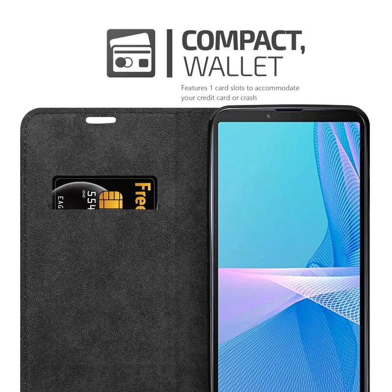 Cadorabo Hülle kompatibel mit Sony Xperia 10 III Schutzhülle mit Magnetverschluss, Standfunktion und Kartenfach