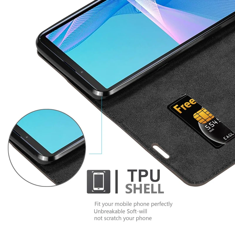 Cadorabo Hülle kompatibel mit Sony Xperia 10 III Schutzhülle mit Magnetverschluss, Standfunktion und Kartenfach