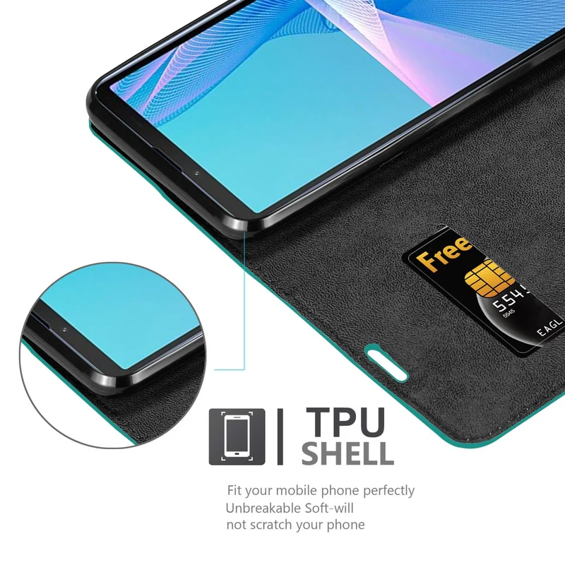 Cadorabo Hülle kompatibel mit Sony Xperia 10 III Schutzhülle mit Magnetverschluss, Standfunktion und Kartenfach