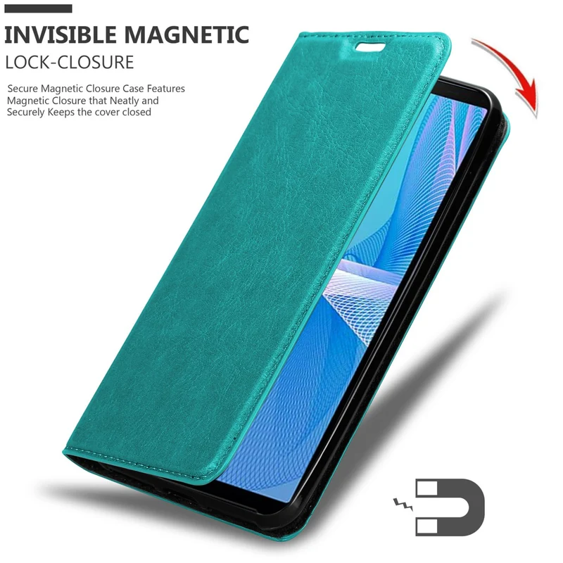 Cadorabo Hülle kompatibel mit Sony Xperia 10 III Schutzhülle mit Magnetverschluss, Standfunktion und Kartenfach