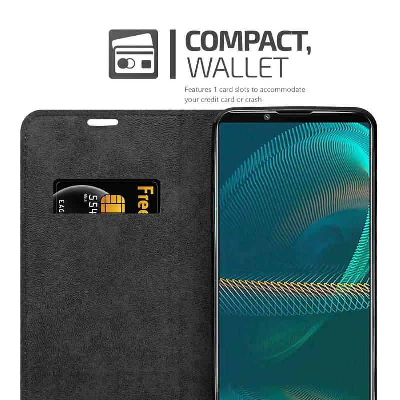 Cadorabo Hülle kompatibel mit Sony Xperia 5 III Schutzhülle mit Magnetverschluss, Standfunktion und Kartenfach