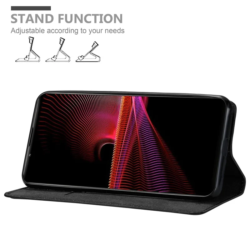 Cadorabo Hülle kompatibel mit Sony Xperia 1 III Schutzhülle mit Magnetverschluss, Standfunktion und Kartenfach