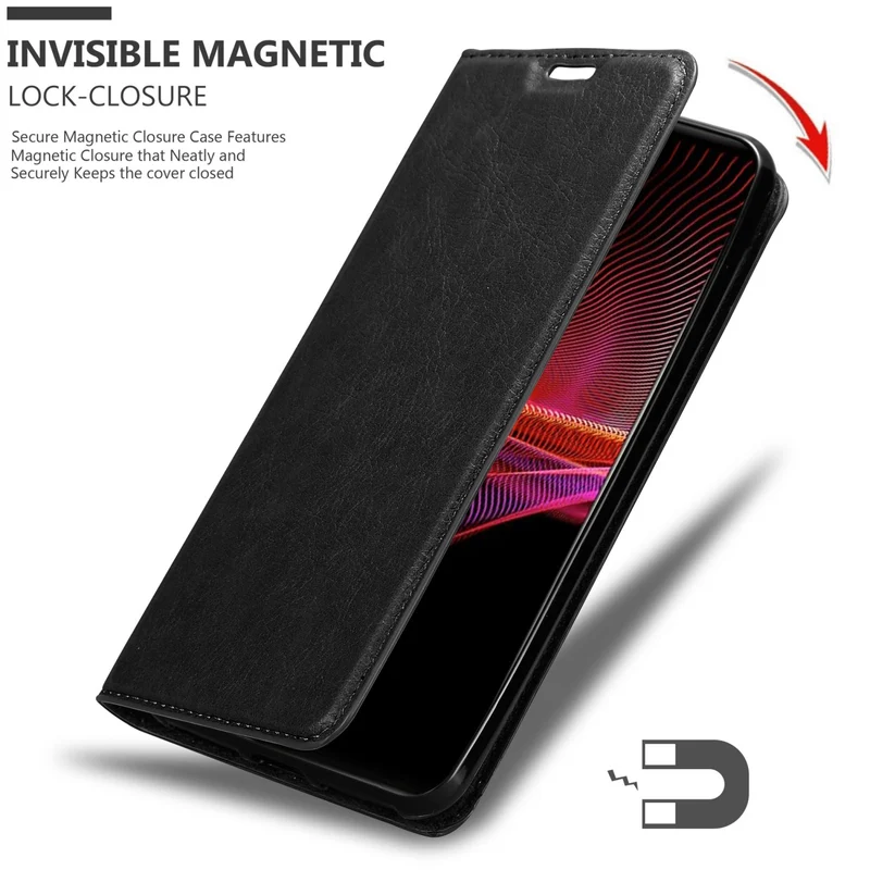 Cadorabo Hülle kompatibel mit Sony Xperia 1 III Schutzhülle mit Magnetverschluss, Standfunktion und Kartenfach