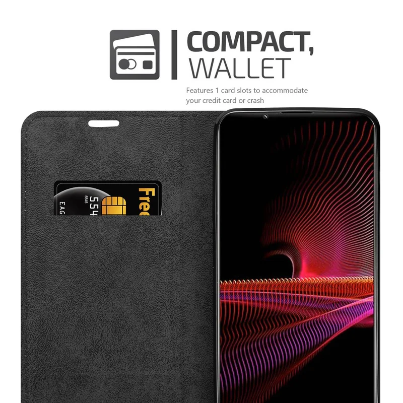 Cadorabo Hülle kompatibel mit Sony Xperia 1 III Schutzhülle mit Magnetverschluss, Standfunktion und Kartenfach