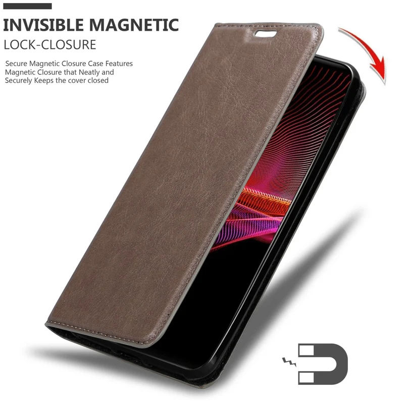 Cadorabo Hülle kompatibel mit Sony Xperia 1 III Schutzhülle mit Magnetverschluss, Standfunktion und Kartenfach