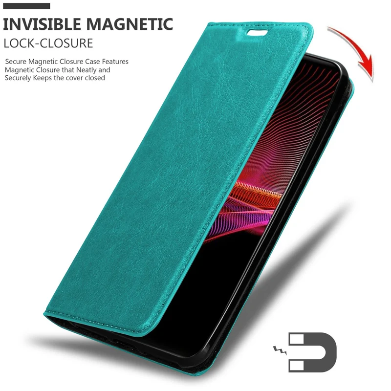 Cadorabo Hülle kompatibel mit Sony Xperia 1 III Schutzhülle mit Magnetverschluss, Standfunktion und Kartenfach