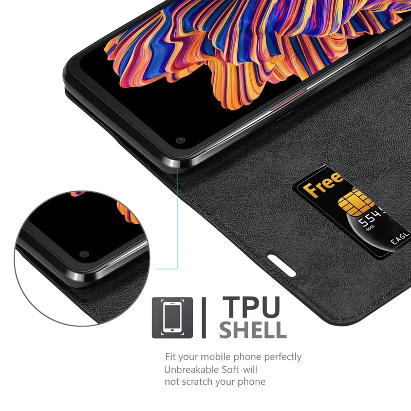 Cadorabo Hülle kompatibel mit Samsung Galaxy XCover PRO Schutzhülle mit Magnetverschluss, Standfunktion und Kartenfach